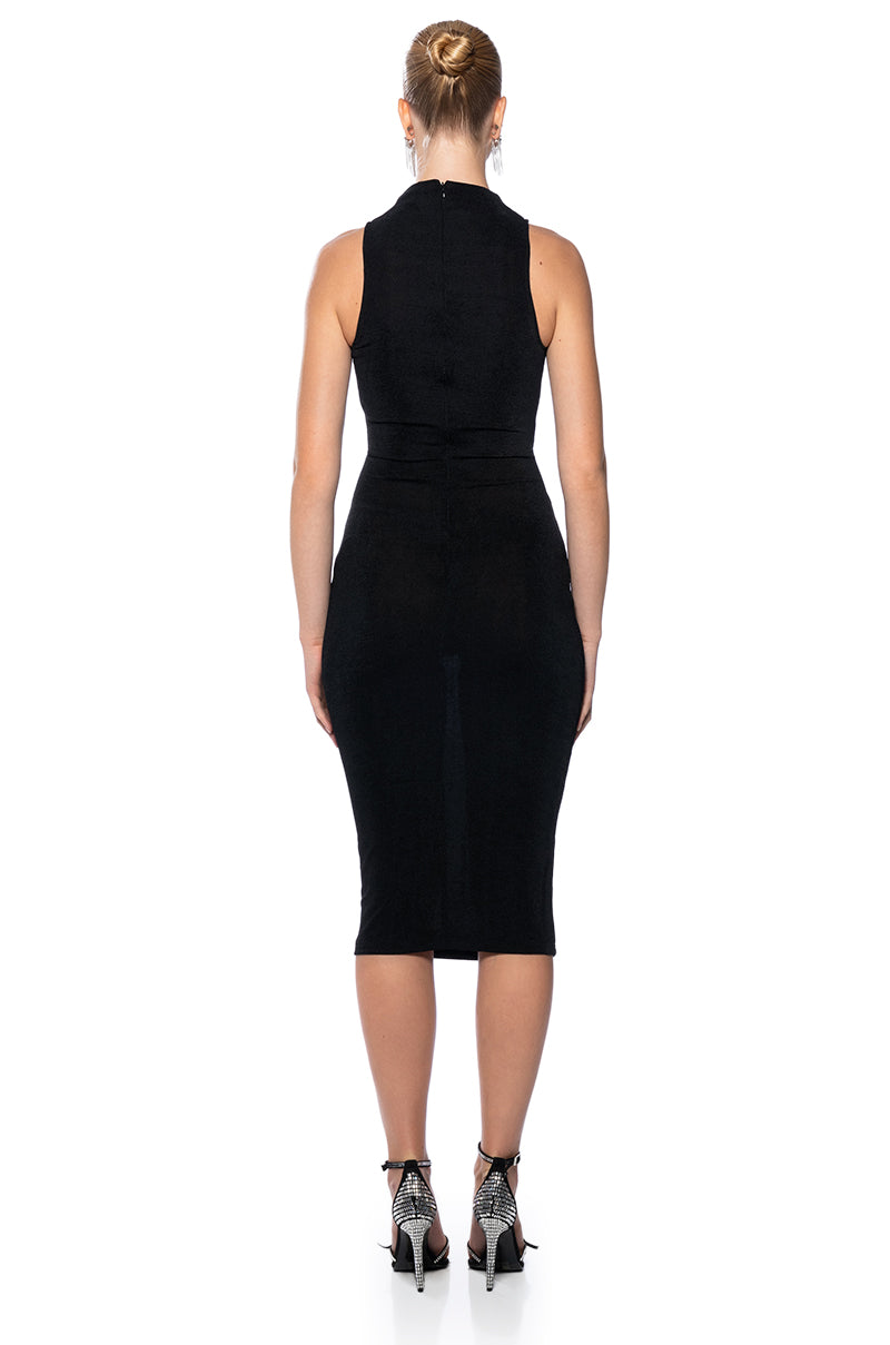 VERONICA SLINKY RUCHED MIDI DRESS