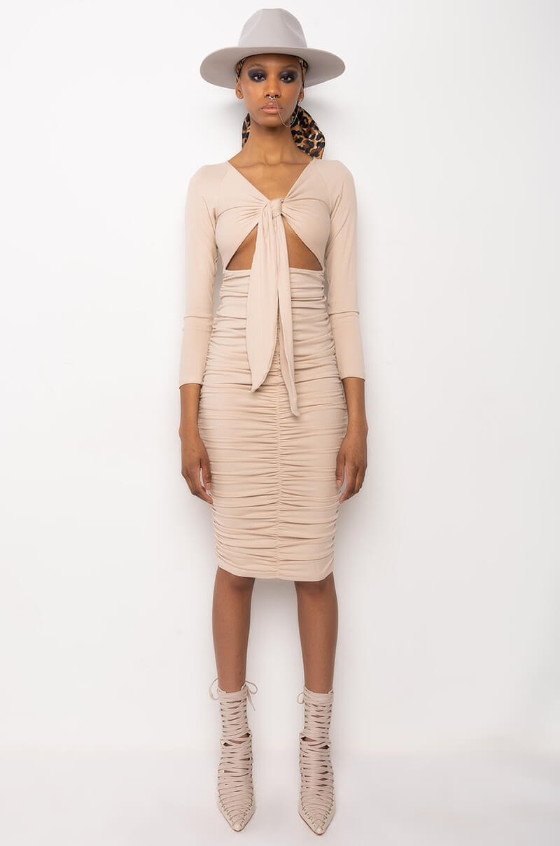 WHAT YOU WANT LONG SLEEVE MIDI DRESS